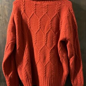 ADORA Cable turtleneck Neck Sweater in Rust Red